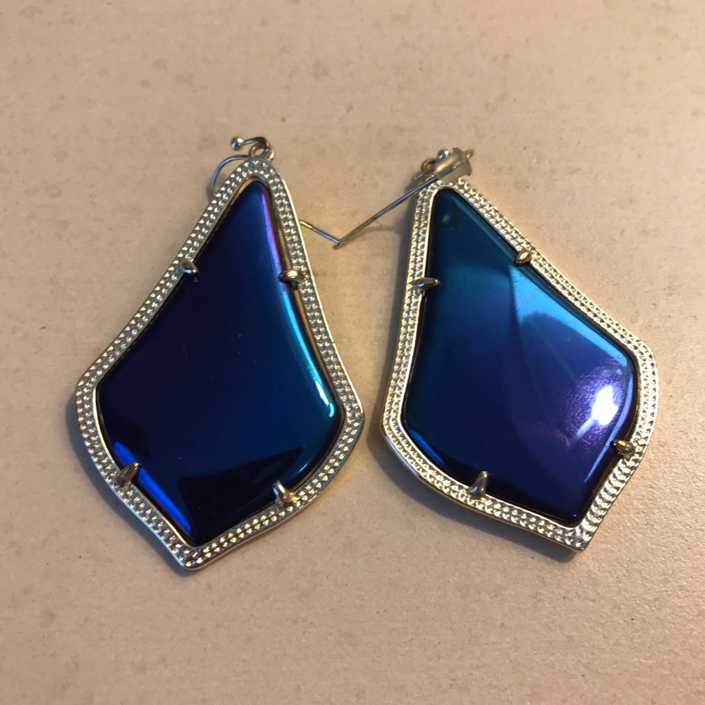 Iridescent blue and black sided Earrings, Alex